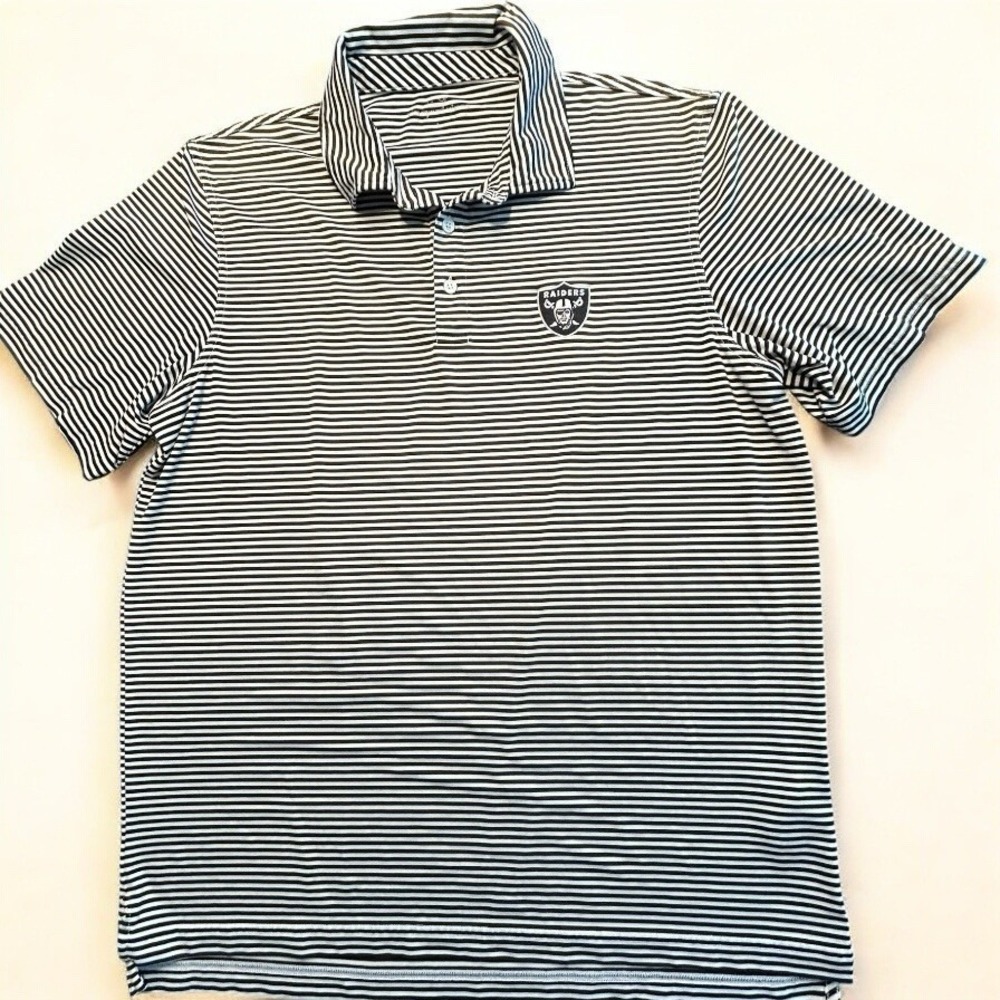 Men's Vineyard Vines Raiders Polo Shirt Small Dark‎ Brown White Striped NFL